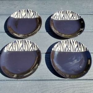 Loucarte Black White Zebra Print Salad Plates Ceramic Microwave Dishwasher Safe